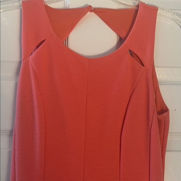 Elegant Coral Sleeveless Dress - Picture 2 of 7